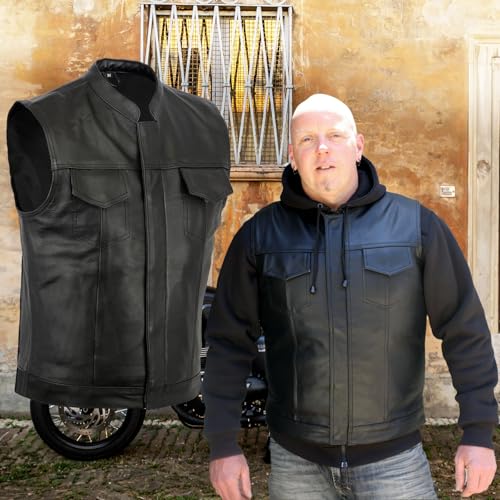 Bikers Gear Motorrad-Weste - Leder - Schwarz SOA Sons of Anarchy Style EU 52 (XL)