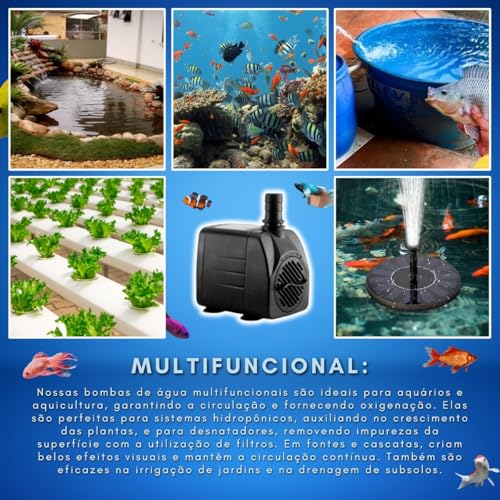 Bomba Submersa PL-204 para Aquários e Fontes - 2000 L/H, Silenciosa, Ideal para Uso Contínuo (110v)