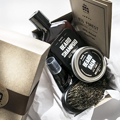 Big Forest Beard Treatment Kit - Shampoo 9 oz, Oil 1 oz, Balm 2 oz, Brush - Wood Scent - 100% Natural and Organic Growth Care Products in Premium Gift Box - Image 3