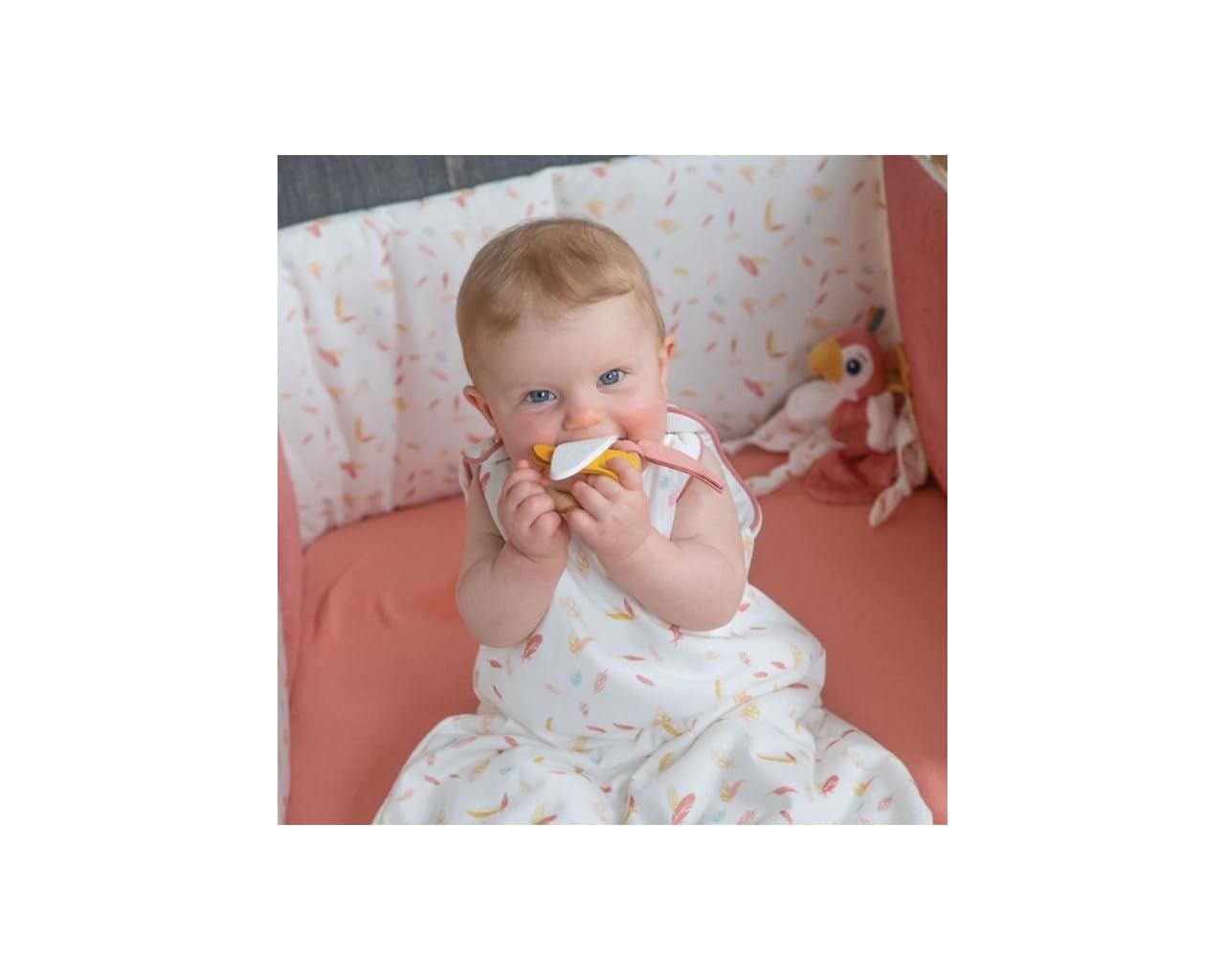 DOMIVA Nid ange Happy - Jersey 100% coton - Réglable - Blanc/Corail/Jaune - 80 cm