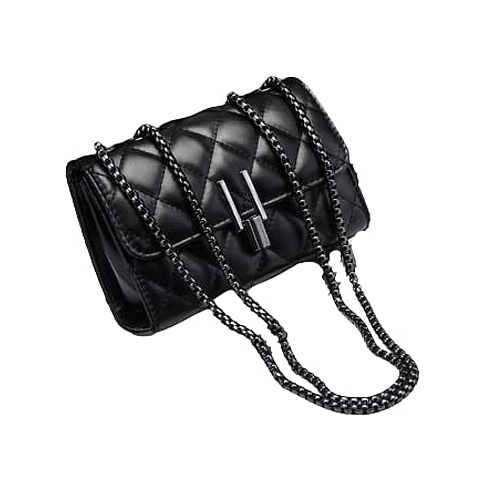 MOMISY Sling Bag with Long Chain Strap for Women Shoulder Diamond Pattern Handbags Young Ladies-Black Large (B09SBNHP11) Amazon Price History, Amazon Price Tracker