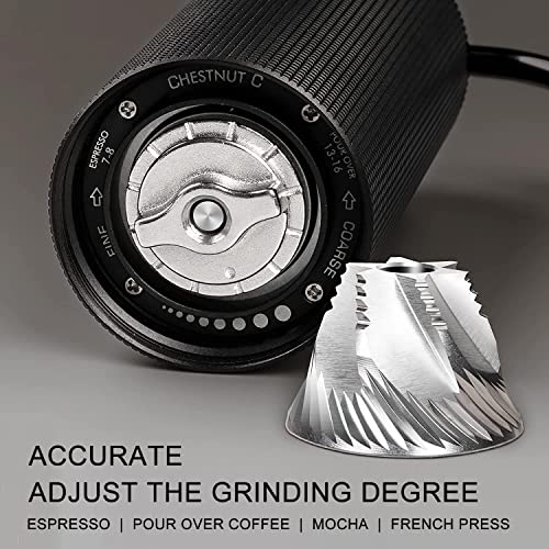 Timemore Chestnut C3 Manual Coffee Grinder 2022 New Version S2C Stainless Steel Conical Burr Capacity 20G Adjustable Setting High-Precision Double Bearing Positioning,Matte Black #TOP1