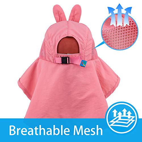 Image of Kids Sun Hat UPF 50+ Boy Girl Protection Hat Wide Brim Beach Hats with Mesh and Adjustable Chin Strap
