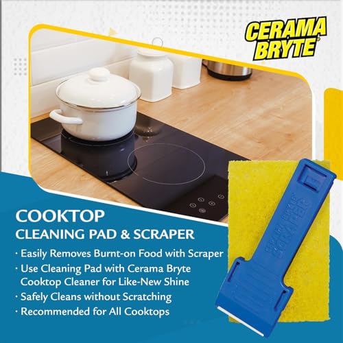 Cerama Bryte Best Value Kit: Ceramic Cooktop Cleaner 28oz, Scraper, 10 Pads, Burnt-on Grease Remover 2oz, 4 Piece Set - Thumbnail 4