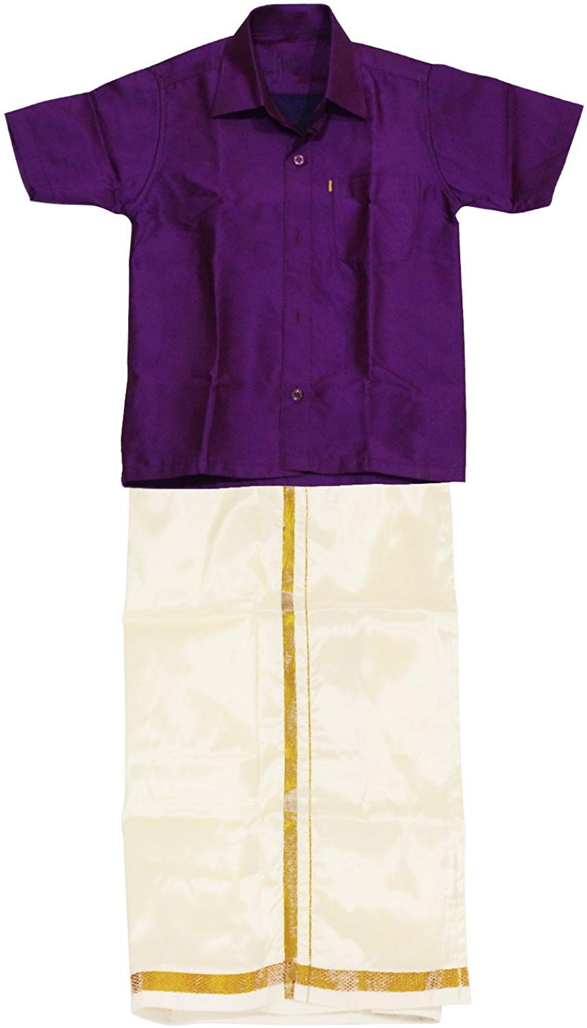 SJS King Boy's Shirt/Genxt Dhoti Regular Fit (Dark Purple, 12-13 Years) - Image 3 thumbnail