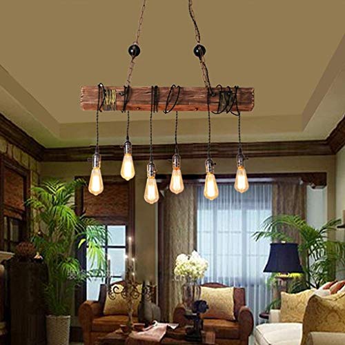 Chandelier suspendu reglable 6*E27 pour un eclairage retro industriel - 4