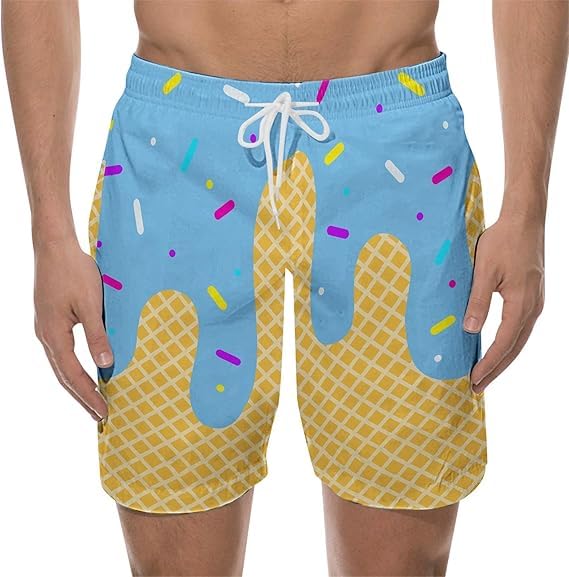 2025 New Men's ice Cream Shorts, Funny ice Cream Drops Beach Summer Shorts, Casual Drawstring Elastic Waist Pajama Bottoms3