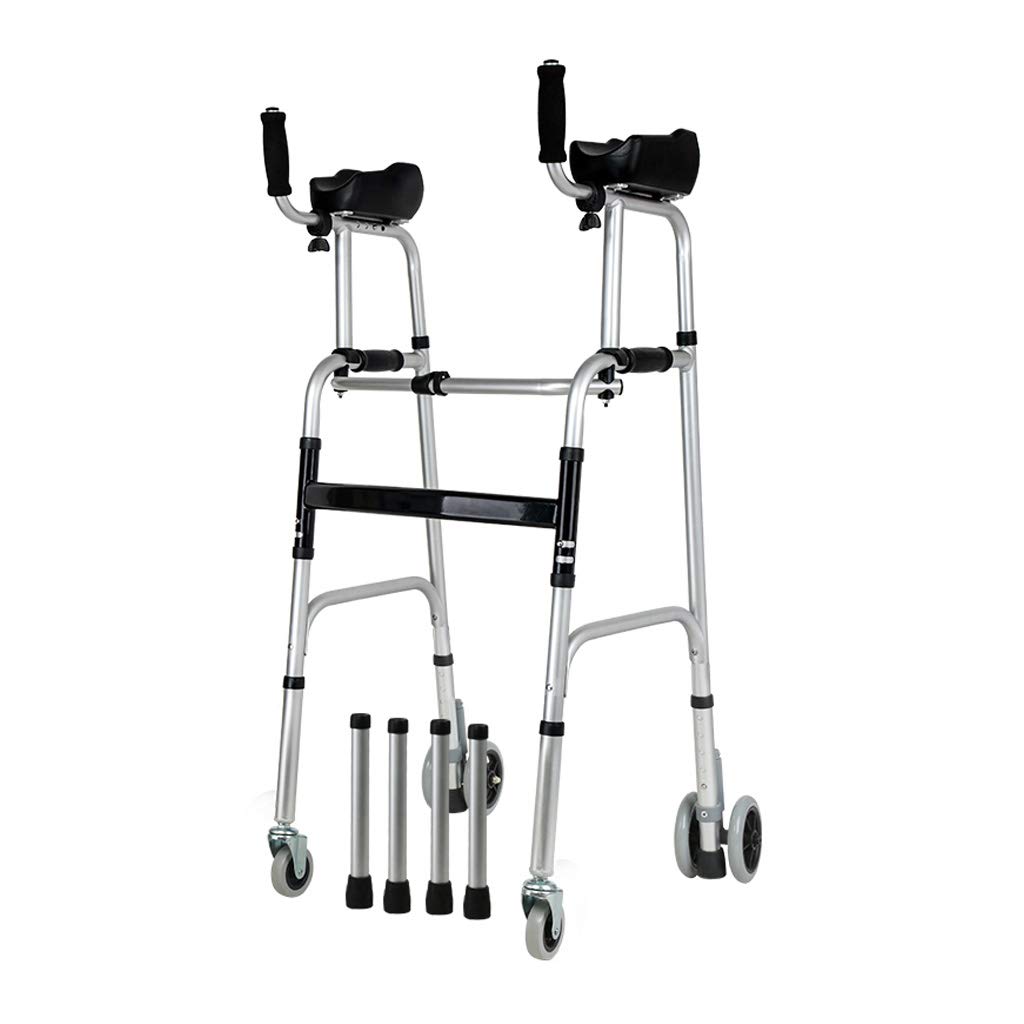 Estándares y Ligeros Andador Plegable Regulable en Altura | Caminante para Ancianos con 4 Ruedas | Rollator de Aluminio Ligero