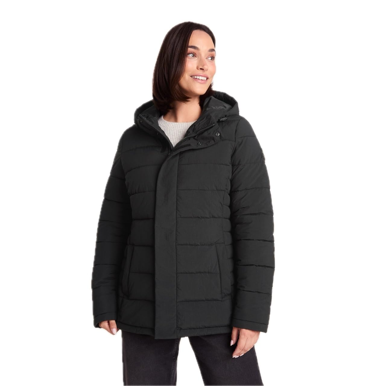 TOG24 Sleight Women's Padded Jacket Water-Resistant Windproof Quilted Puffer Jackets, Ladies Winter Warm Insulated Hooded Coat Black UK18