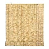 Bambusrollo 50 60 80 90 100 120 cm Breit Verdunkelungsrollos Natur Retro Bambus Rollo Aussenbereich Sichtschutz Sonnenschutz Schilfrohr Rollos Für Terrassentüren, Garten(Natural Black,W125 x L180 cm)