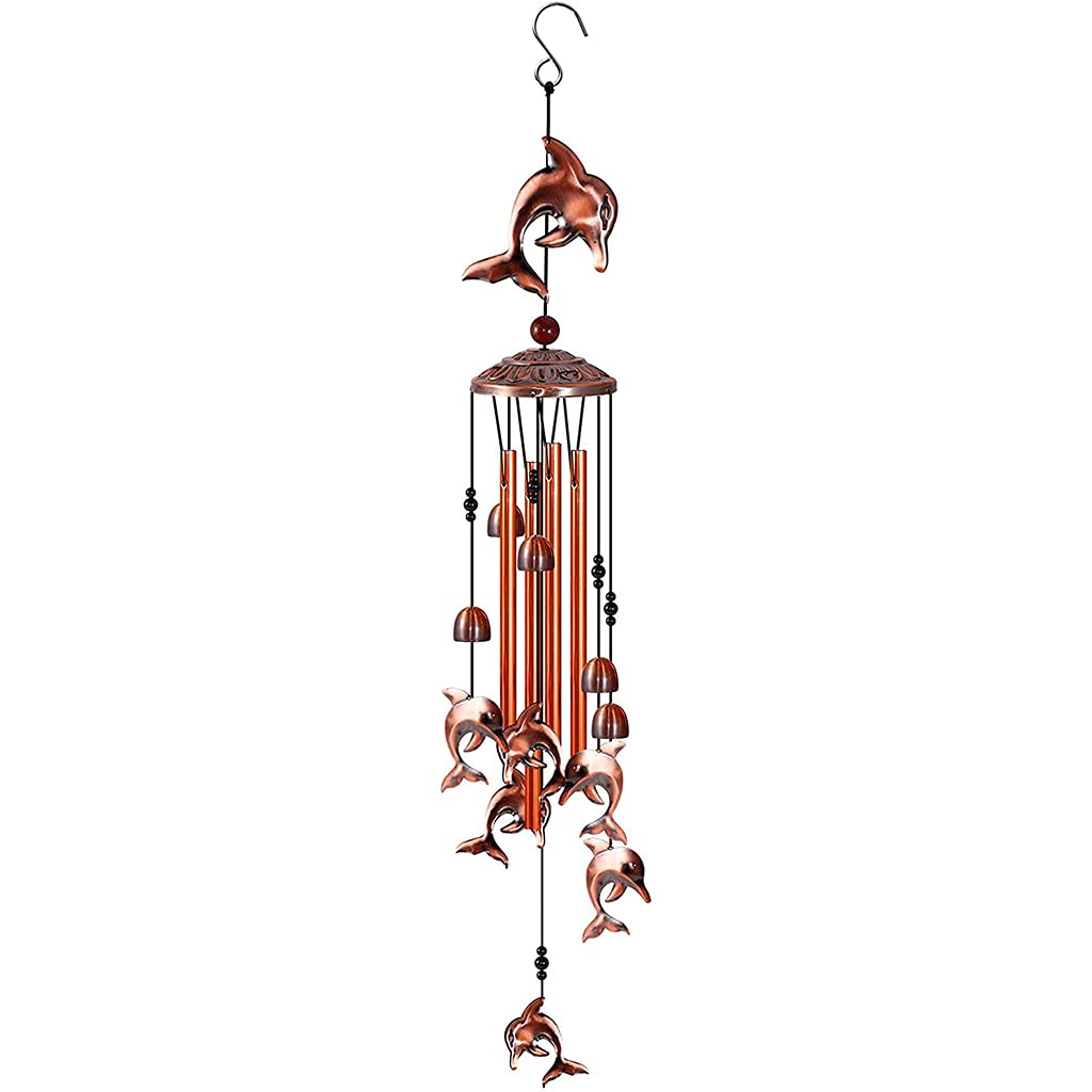 YOUNAFEN 35 Inch Wind Chimes Retro Dolphin Bells Soothing Tones Indoor Outdoor Decoration for Patio Porch Garden Yard Wind Chimes