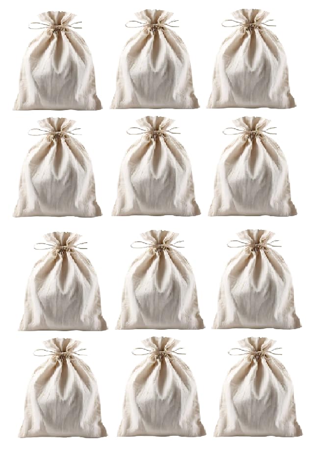 WUD Muslin Pouches Sachets Bags For Jewellery,Gifting,Travel 12 Pieces,7X5 Inch,Unbleached Cotton,Off White Colour (B0DCZ24VDB) Amazon Price History, Amazon Price Tracker