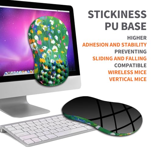 Image of Ergonomic Joint Wrist Support Mouse Pad with Memory Foam Cushion Massage Bump, Carpal Tunnel Pain Relief Mousepad Slope Design for Wrist Rest, 11.8x7.9 in, Iris