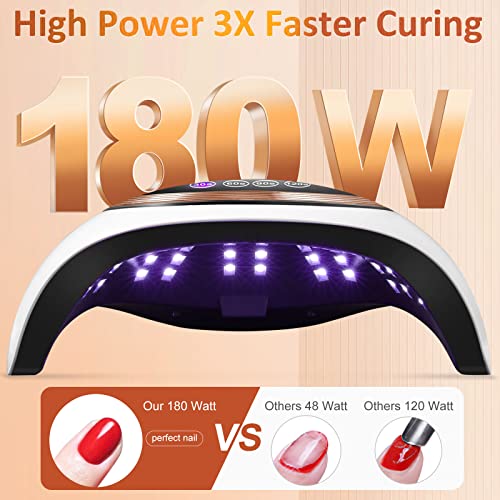 Uv Led Nail Lamp For Double Hands, Naxbey 180W Uv Light Nails Gel Nail Dryer With 60 Lamp Beads, Autor Sensor And 4 Timers Lcd Display, Professional Uv Lamp Gel Nails For Salon And Home Use #TOP1