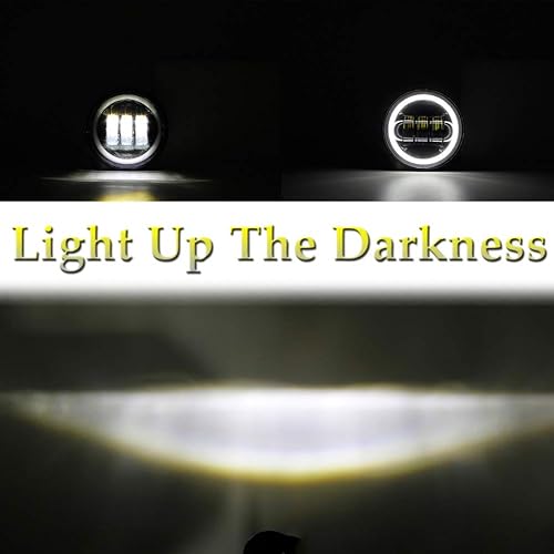 Miniatura 2 de 1 par de luces antiniebla led de 11.4 cm con ojos de ángel, lámparas de paso, bombilla DRL para faro antiniebla de motocicleta (luz antiniebla