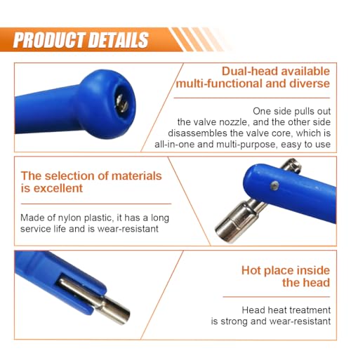 Image of Car Tire Valve Stem Puller, Tire Valve Core Installation Tool, No Scratch Tire Valve Stem Removal Tool, Universal Car Tire Repair Accessories for Most Cars Trucks Bicycles Motorcycles (Blue)