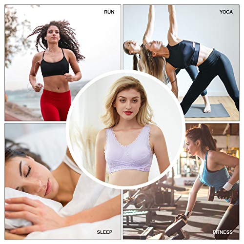 Sports Bras for Women Front Criss Cross Bras Side Buckle Lace Bras Wireless Seamless Bra 1/2Pack2