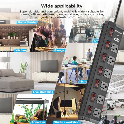 CRST 6-Outlet Metal Power Strip with Individual Switches, 15A/1875W, 15FT by CRST - Used condition - Image 5