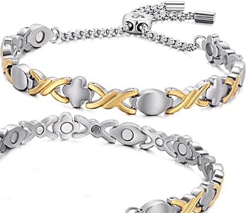 Rainso Women Light Titanium Magnetic Bracelet Smart Slider Design Adjustable with Display Box