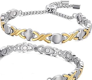 Rainso Women Light Titanium Magnetic Bracelet Smart Slider Design Adjustable with Display Box