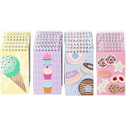 24-Pack Spiral Notepads with 4 Dessert Designs, Lined, 7,6 x 12,7 cm Cover