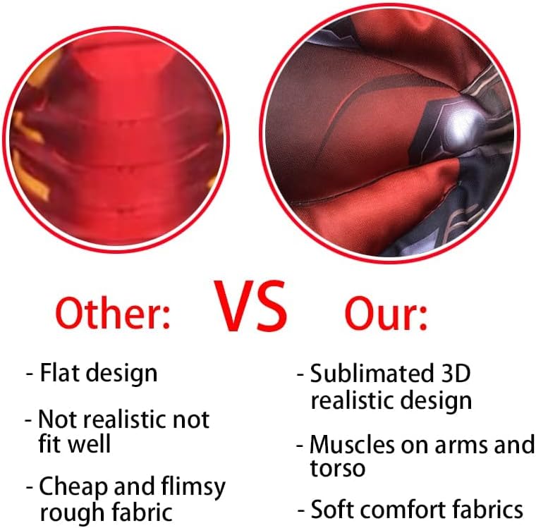 Vista 6 de AEUFIDM Disfraz muscular de Halloween para niño, disfraz de superhéroe para cosplay, incluye máscara