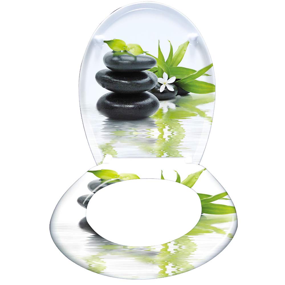 LARS360 Abattant WC Abattant de Toilette Fabriqué en Acier Thermodurci et Inoxydable Antibactérien Peut être Utilisé sur la Plupart des Couvercles de Toilettes, 45 x 38cm (Des Pierres)