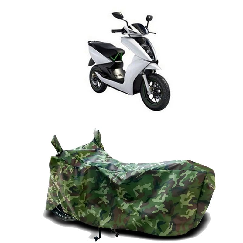 Image of DUFFEL-100% Heat Protection Two Wheeler Bike /Scooty Body Cover for Ather 450 BS6 Water Resistance /UV-Rays /Birds Dropping /Scratchproof /Dust Proof /Waterproof[Green Jungle Print]