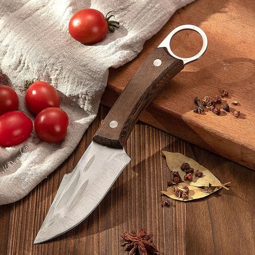 Image of Machado Hybrid Hand-Sharpened Mongolian Knife with Leather Sheath - Forged Boning Multipurpose Meat Cleaver Butcher Knives Home & Kitchen