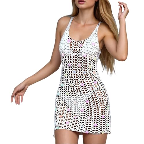 Cardigan de plage long avec finitions en dentelle fine pour femme