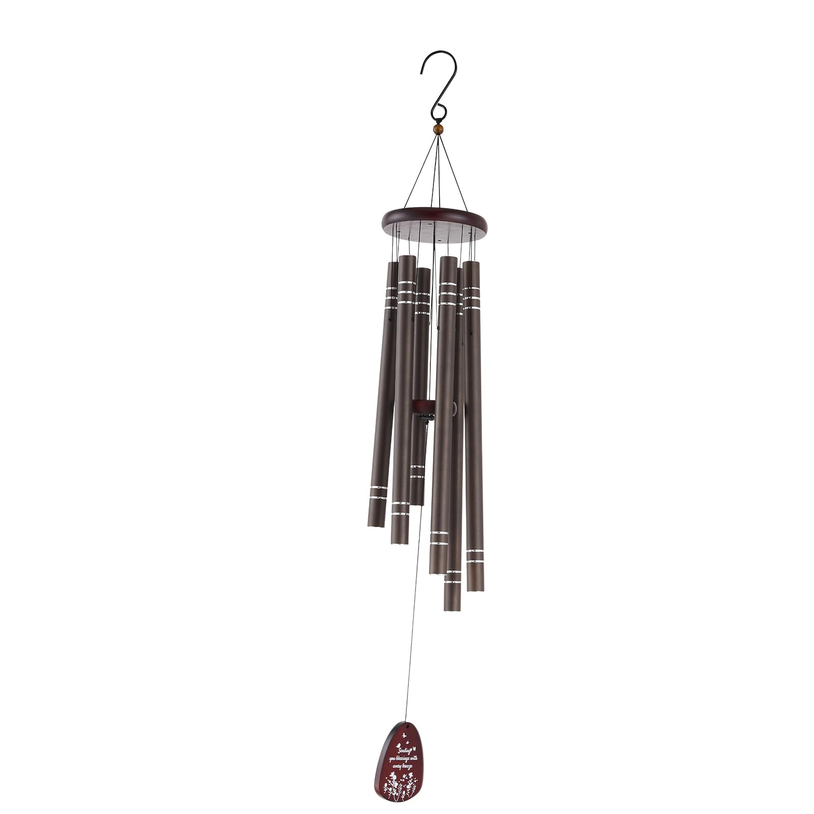 VEVOR Campanelli Eolici per Esterni 1067 mm Campanelli Eolici dai Toni Profondi con 6 Tubi, Decorazioni per Patio, Portico, Giardino, Marrone Scuro