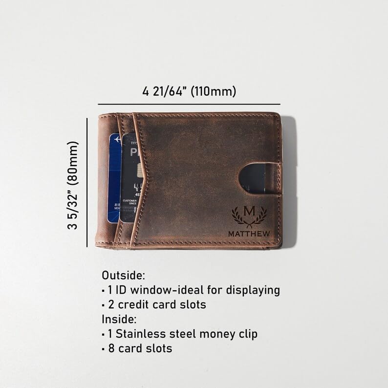 Blocking Slim Bifold Wallet for Men | RFID Personalized Leather Wallet Gift for Husband or Boyfriend | Engraved Slim Wallet with Money Clip4