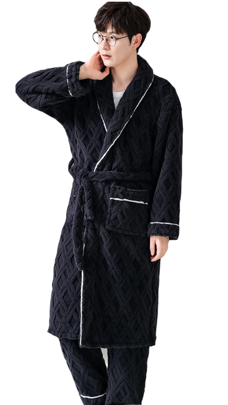 LVTFCO Autunno e Inverno Pigiama Set, Set di 2 Uomini Bagno Avvolgere Grasso più Dimensioni Vestaglia