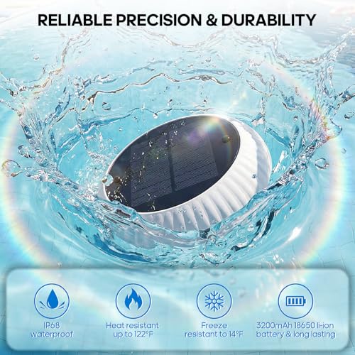 Image of Solar Floating Pool Lights, 6.5in 3200mAh RGB Up and Down Color Changing