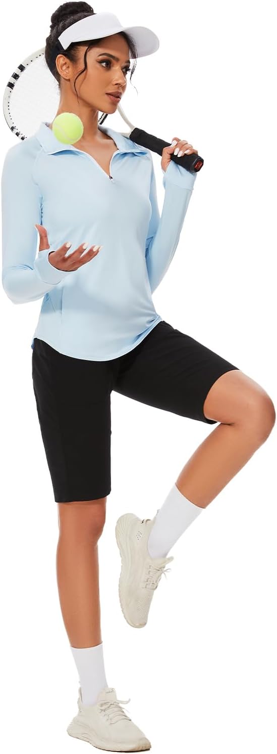 M MOTEEPI Long Sleeve Shirts for Women with Thumb Hole Quick-Dry Womens Golf Shirt Pullover UPF 50+ Ladies Sun Shirts - Image 5