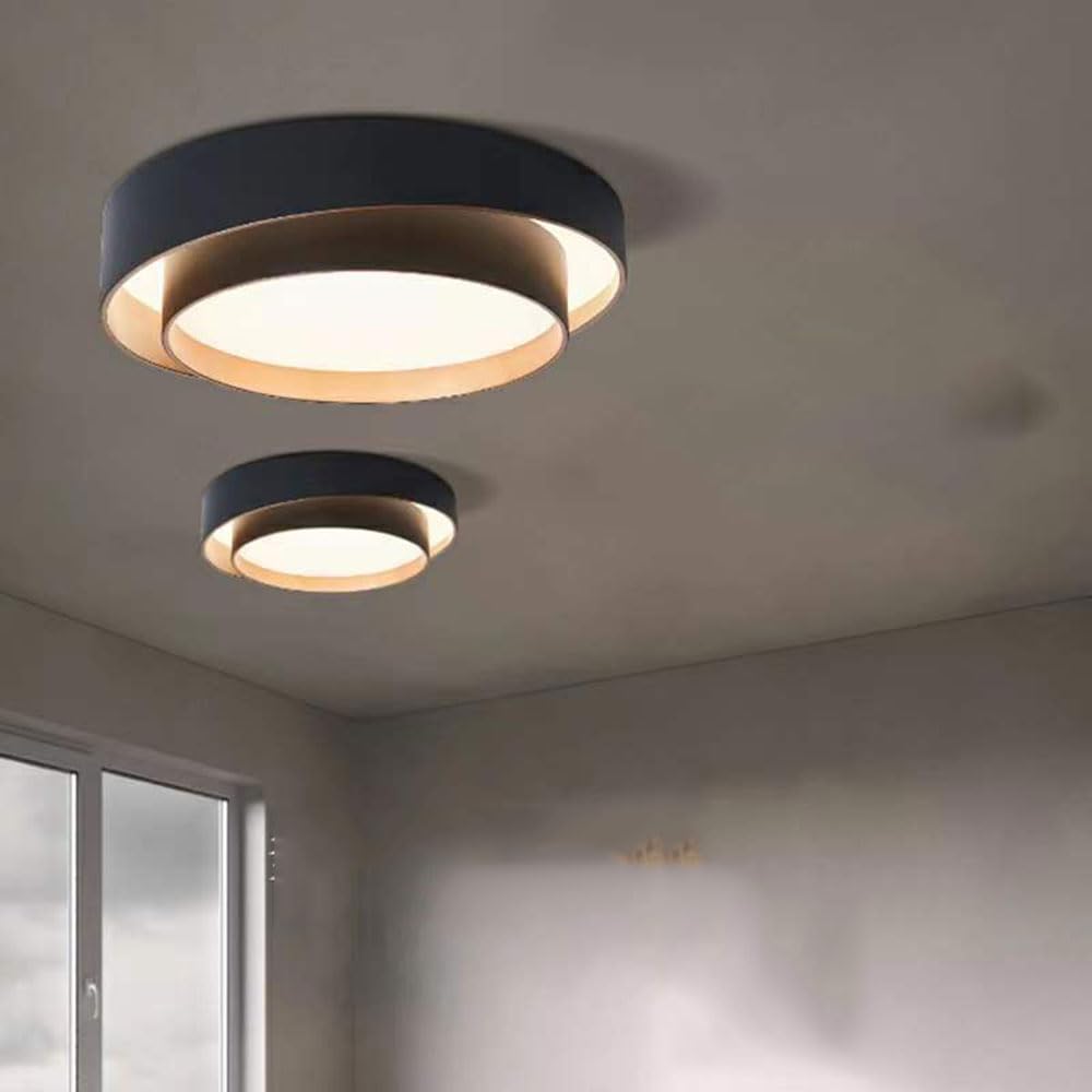 Nordycka okrągła lampa sufitowa dwuwarstwowa, ciepła lampa sufitowa LED ze zdalnie sterowaną wpuszczaną lampą sufitową, łatwa instalacja do sypialni, kuchni, szafy, pralni