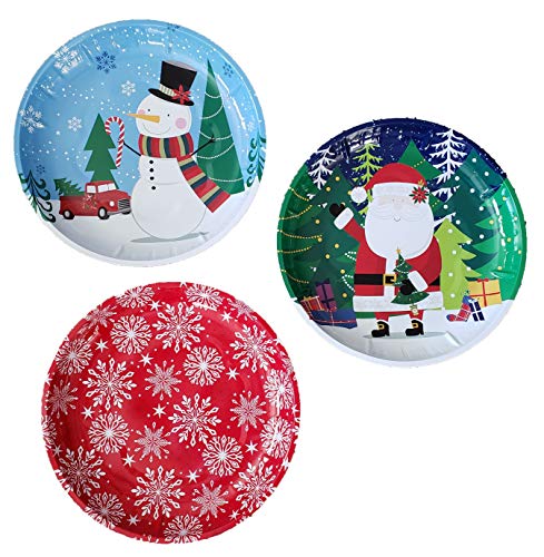 Greenbrier Holiday Serving Trays, Assorted Holiday Designs, 3 CT, Medium, Round, Tin, 10 Inches