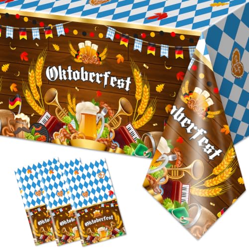 3 pcs Oktoberfest Tablecloths Plastic Disposable Oktoberfest Decorations