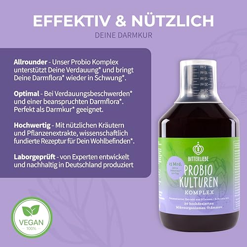 BitterLiebe® Bitter Probio-Kulturen Komplex – flüssige Darmbakterien – magensaftresistentes Mittel mit 20 Bakterienstämmen und 15 Milliarden Bakterien - 3