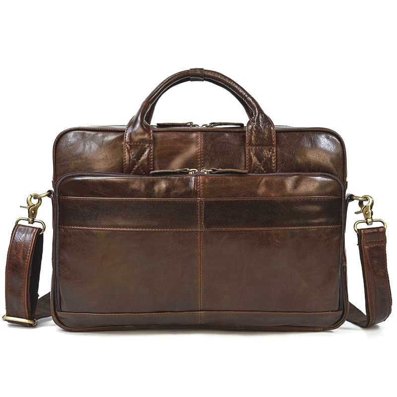 Leather 14 Laptop Bag, Leather Briefcase Satchel Office Work Bag, Business Bag Document Bag