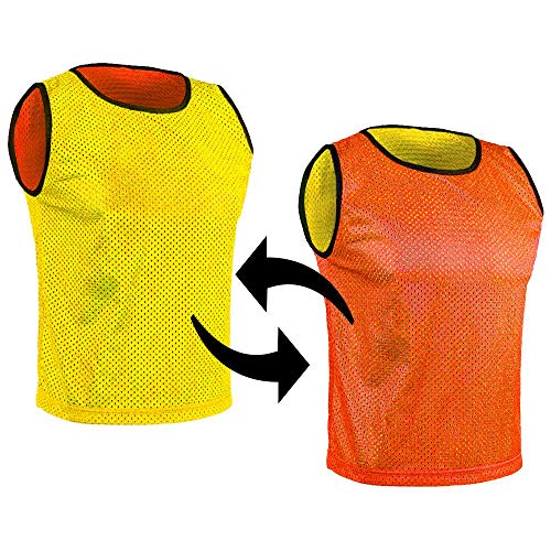 SPORTSBIBS Petos Respirable de Fútbol - Camisetas De Dos Caras De Malla Abierta y Ligera, Chaleco De Entrenamiento para Mujeres, Hombres, Jóvenes y Mayores, Muchos Colores, Sportivo Promozionale