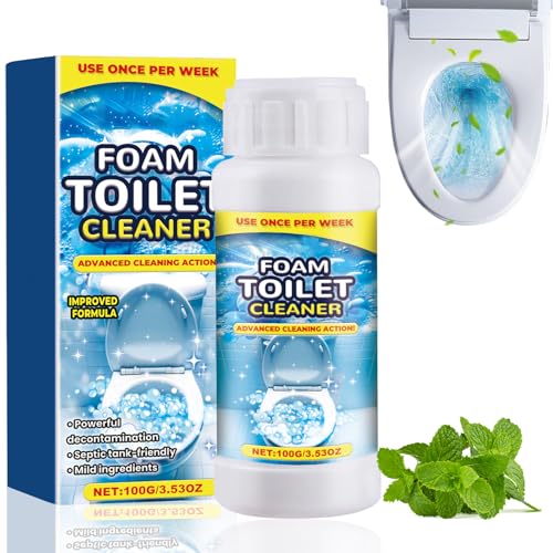 Foam Toilet Cleaner, 100g Limescale Remover Powder for Toilet Bowl, Powerful Cleaning Products, Quick for Deep Fresh Cleaning Drain Remove Dirt and Bad Odour