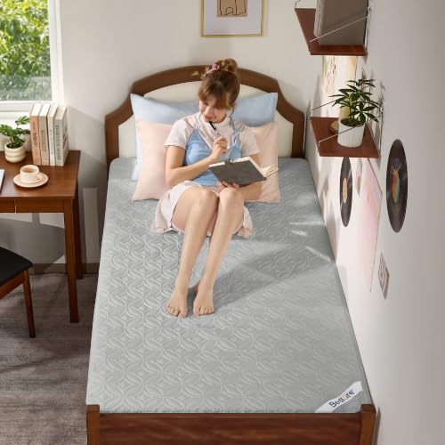 Image of BEDLORE Waterproof Mattress Protector, Twin XL Size Mattress Pad with Deep Pocket 6 inch-15 inch Depth, Soft Dirt-Proof Double Bed Mattress Cover for Bedroom, College Dorm, Hotel (Light Gray)