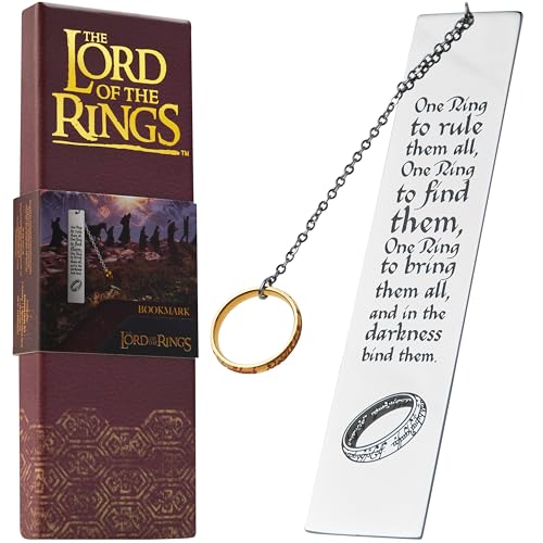 The Lord of the Rings Marcapáginas de Metal con Colgante para Niños, Adultos y Adolescentes (Plata con Anillo)