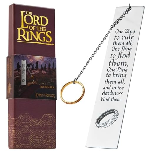 The Lord of the Rings Marcapáginas de Metal con Colgante para Niños, Adultos y Adolescentes (Plata con Anillo)