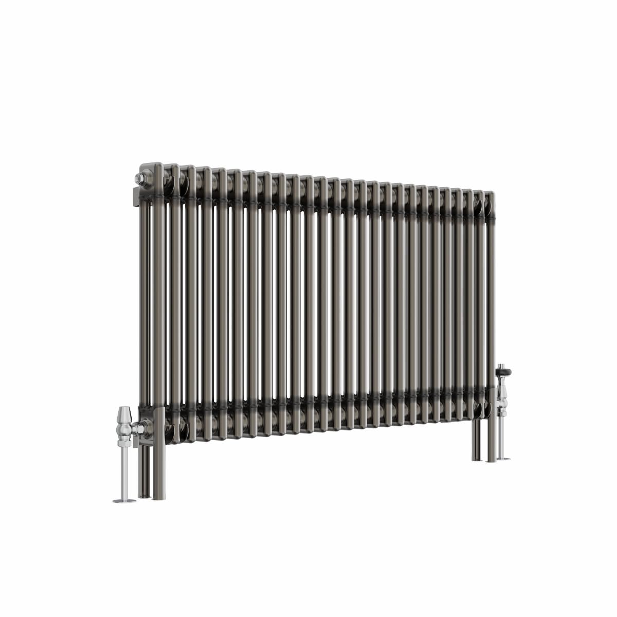 Blümme 600 x 1190mm Bathrooms Raw Metal Radiator Traditional Cast Iron Style Double Column Horizontal Central Heating Radiators