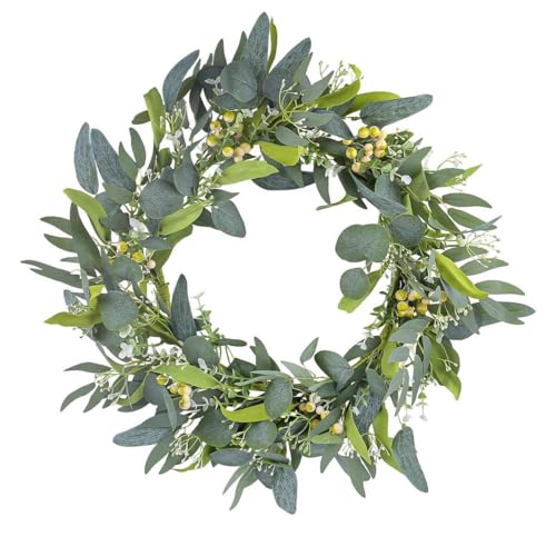 GUOOL 19インチ 人工グリーンリース 春夏用リース 本物そっくりの玄関飾り 屋外用 農家風 室内装飾