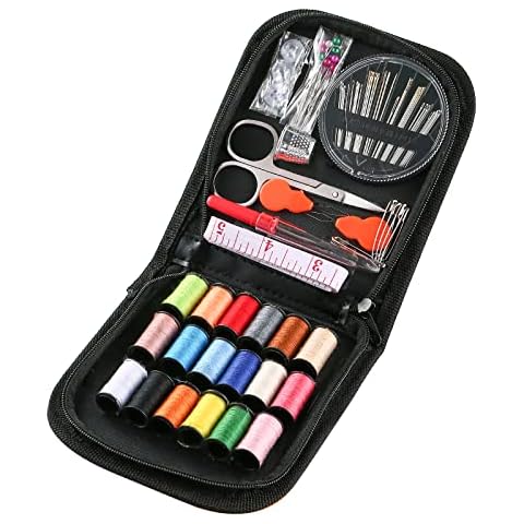 Mini Travel Sewing Kit, AUERVO DIY Premium Sewing Supplies,Basic Sewing kit for Adults,Beginners,Home,Emergency Filled with Repair kit and Sewing Needles,Thread,Scissors,Thimble,Tape Measure etc Cover