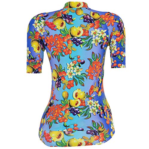 Márcio May Sports Camisa Ciclismo Feminina Funny Salada Frutas, Grande, Multicolorido