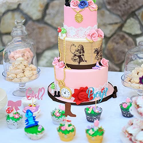 Arthsdite 48Pcs Boy Or Girl Cupcake Toppers Boots Or Bows Gender Reveal Cupcake Picks Baby Shower Cake Topper Decorations For Kids Birthday Party Cake Decorations Supplies #TOP3